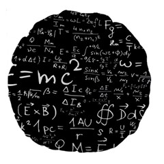 E=mc2 Text Science Albert Einstein Formula Mathematics Physics Large 18  Premium Round Cushions by Jancukart