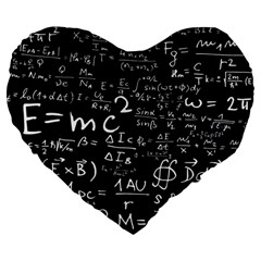 E=mc2 Text Science Albert Einstein Formula Mathematics Physics Large 19  Premium Heart Shape Cushions by Jancukart