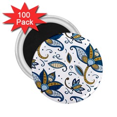 Flowers Blue Texture Style Batik 2 25  Magnets (100 Pack) 