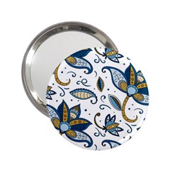 Flowers Blue Texture Style Batik 2 25  Handbag Mirrors by Jancukart