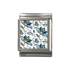 Flowers Blue Texture Style Batik Italian Charm (13mm)