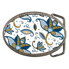 Flowers Blue Texture Style Batik Belt Buckles