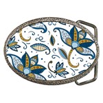 Flowers Blue Texture Style Batik Belt Buckles Front