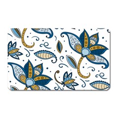 Flowers Blue Texture Style Batik Magnet (rectangular)