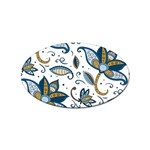 Flowers Blue Texture Style Batik Sticker Oval (100 pack) Front