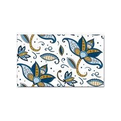 Flowers Blue Texture Style Batik Sticker Rectangular (10 Pack)