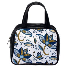 Flowers Blue Texture Style Batik Classic Handbag (one Side)