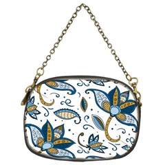 Flowers Blue Texture Style Batik Chain Purse (two Sides) by Jancukart