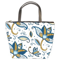 Flowers Blue Texture Style Batik Bucket Bag