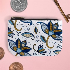 Flowers Blue Texture Style Batik Mini Coin Purse