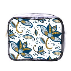 Flowers Blue Texture Style Batik Mini Toiletries Bag (one Side)