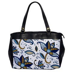 Flowers Blue Texture Style Batik Oversize Office Handbag