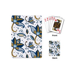 Flowers Blue Texture Style Batik Playing Cards Single Design (mini)