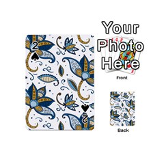 Flowers Blue Texture Style Batik Playing Cards 54 Designs (mini)