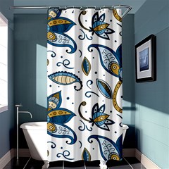 Flowers Blue Texture Style Batik Shower Curtain 36  X 72  (stall) 