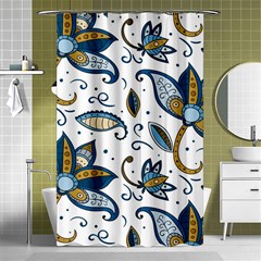 Flowers Blue Texture Style Batik Shower Curtain 48  X 72  (small) 