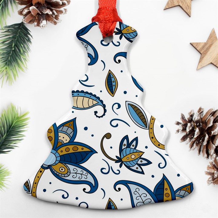 Flowers Blue Texture Style Batik Ornament (Christmas Tree) 