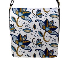 Flowers Blue Texture Style Batik Flap Closure Messenger Bag (l)