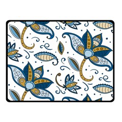 Flowers Blue Texture Style Batik Fleece Blanket (small)