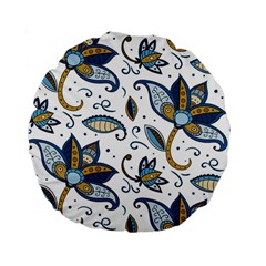 Flowers Blue Texture Style Batik Standard 15  Premium Flano Round Cushions