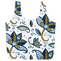 Flowers Blue Texture Style Batik Full Print Recycle Bag (xxl)