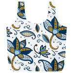 Flowers Blue Texture Style Batik Full Print Recycle Bag (XXL) Front