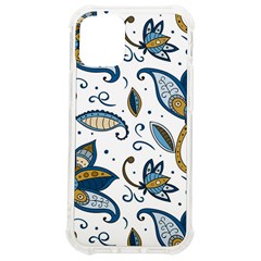 Flowers Blue Texture Style Batik Iphone 12 Mini Tpu Uv Print Case	