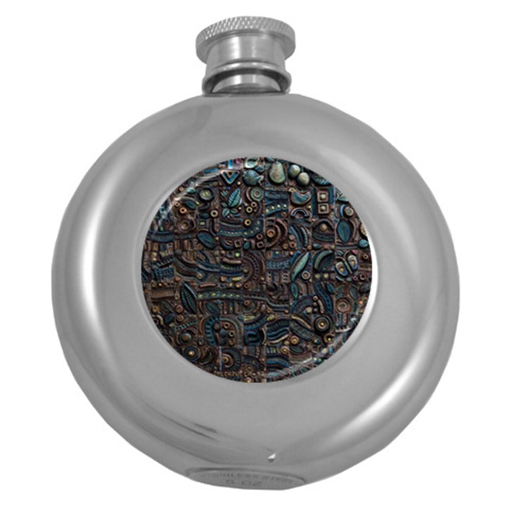 Abstract Wallpaper Artwork Pattern Texture Round Hip Flask (5 oz)