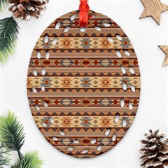 Southwest-pattern-tan-large Oval Filigree Ornament (two Sides)