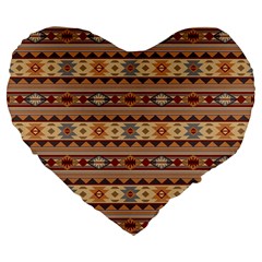 Southwest-pattern-tan-large Large 19  Premium Flano Heart Shape Cushions by SouthwestDesigns