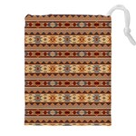 Southwest-pattern-tan-large Drawstring Pouch (5XL) Front