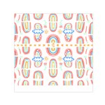 Pattern T- Shirt Rainbow No  8 - Flowers Eyes Stars Moon Sun Rain And Palm Trees Pattern T- Shirt Square Satin Scarf (30  x 30 ) Front