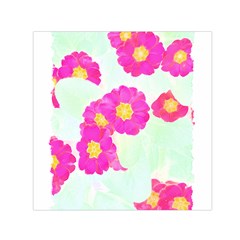 Primrose T- Shirt Pink Primula Primrose Flower Design T- Shirt Square Satin Scarf (30  X 30 ) by maxcute