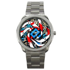 Abstract Background Pattern Sport Metal Watch