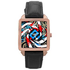 Abstract Background Pattern Rose Gold Leather Watch 