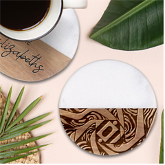 Abstract Background Pattern Classic Marble Wood Coaster (round) 