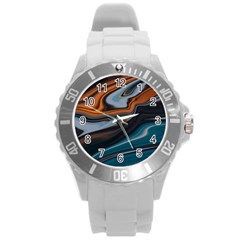 Background Pattern Design Abstract Round Plastic Sport Watch (l)