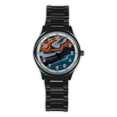 Background Pattern Design Abstract Stainless Steel Round Watch