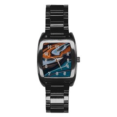 Background Pattern Design Abstract Stainless Steel Barrel Watch