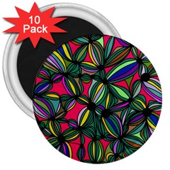 Background Pattern Flowers Seamless 3  Magnets (10 Pack) 