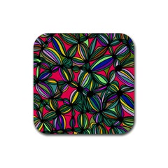 Background Pattern Flowers Seamless Rubber Coaster (square)