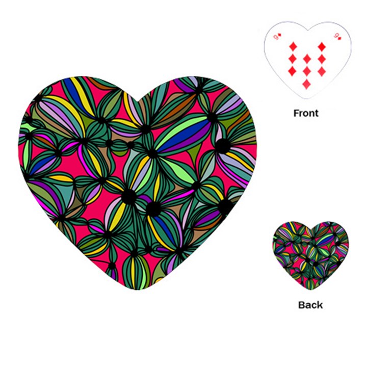 Background Pattern Flowers Seamless Playing Cards Single Design (Heart)