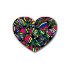 Background Pattern Flowers Seamless Rubber Coaster (heart)