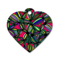 Background Pattern Flowers Seamless Dog Tag Heart (one Side)