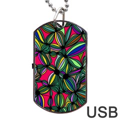 Background Pattern Flowers Seamless Dog Tag Usb Flash (two Sides)