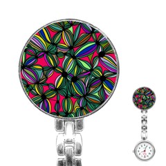 Background Pattern Flowers Seamless Stainless Steel Nurses Watch