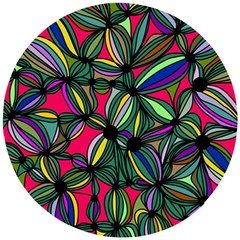 Background Pattern Flowers Seamless Wooden Puzzle Round