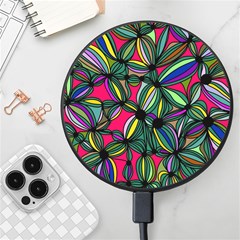 Background Pattern Flowers Seamless Wireless Fast Charger(black) by Jancukart