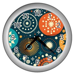 Abstract Pattern Wall Clock (silver)