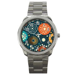 Abstract Pattern Sport Metal Watch